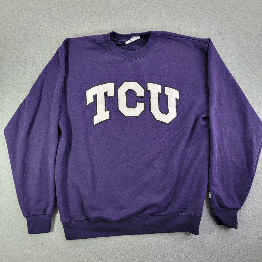 TCU Horned Frogs Sweatshirt Mens Medium Purple NCAA Football Champion Crewneck